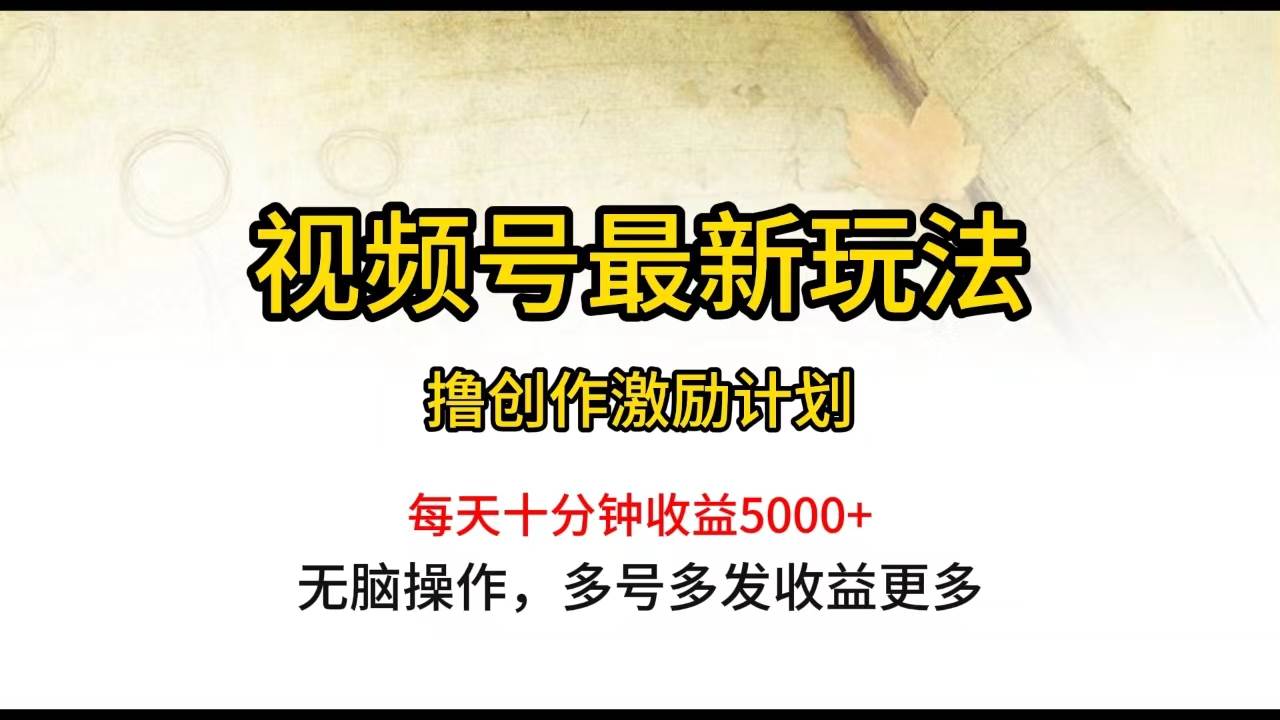 视频号最新玩法，每日一小时月入5000+-优创网