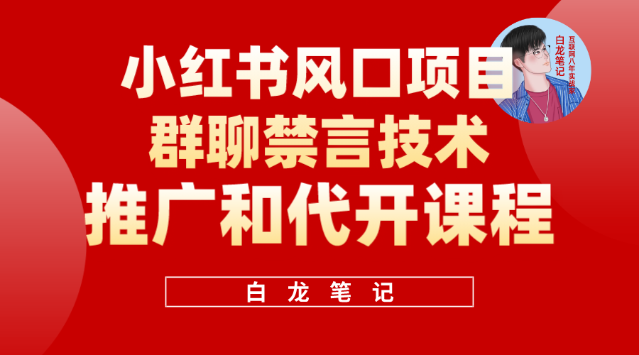 小红书风口项目日入300+，小红书群聊禁言技术代开项目，适合新手操作-优创网