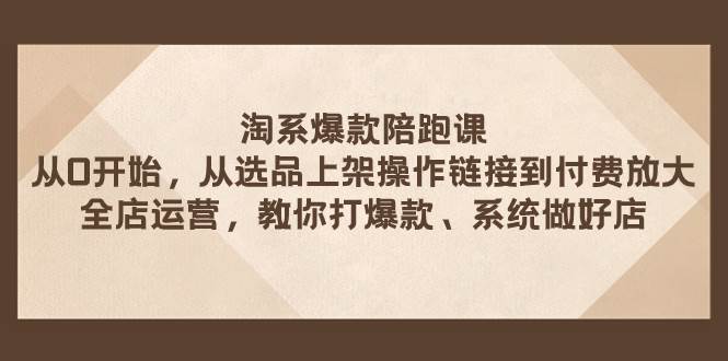 淘系爆款陪跑课 从选品上架操作链接到付费放大 全店运营 打爆款 系统做好店-优创网