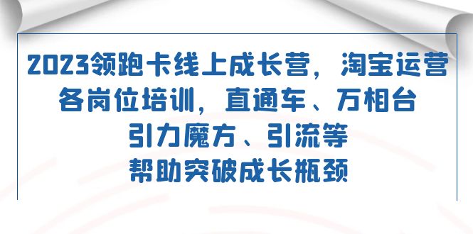 2023领跑·卡 线上成长营 淘宝运营各岗位培训 直通车 万相台 引力魔方 引流-优创网