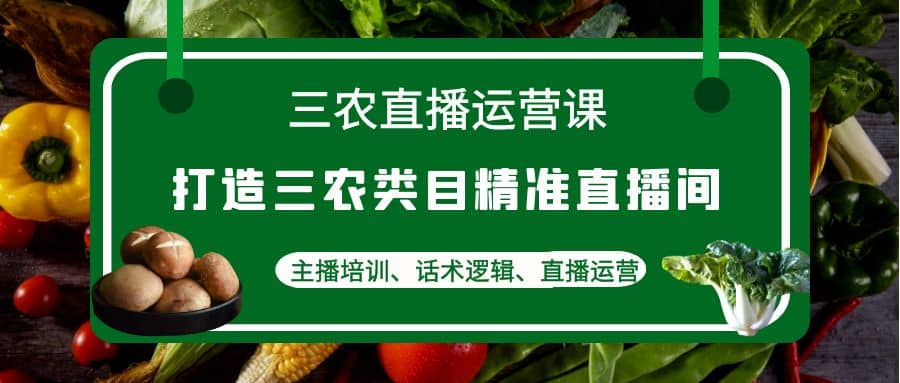 三农直播运营课：打造三农类目精准直播间，主播培训、话术逻辑、直播运营-优创网