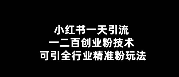 【引流必备】小红书一天引流一二百创业粉技术，可引全行业精准粉玩法-优创网