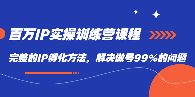 百万IP实战训练营课程，完整的IP孵化方法，解决做号99%的问题-优创网