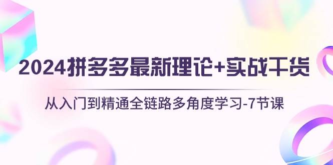 2024拼多多 最新理论+实战干货，从入门到精通全链路多角度学习-7节课-优创网