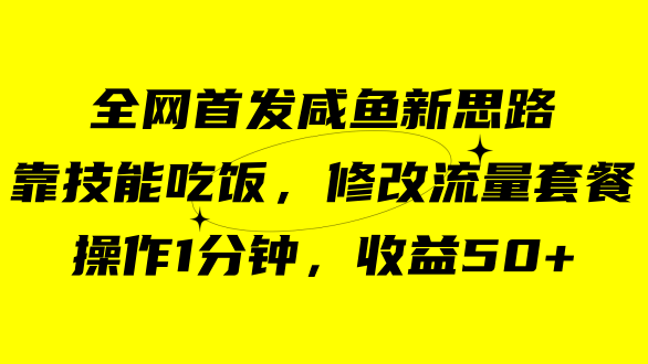 咸鱼冷门新玩法，靠“技能吃饭”，修改流量套餐，操作1分钟，收益50+-优创网