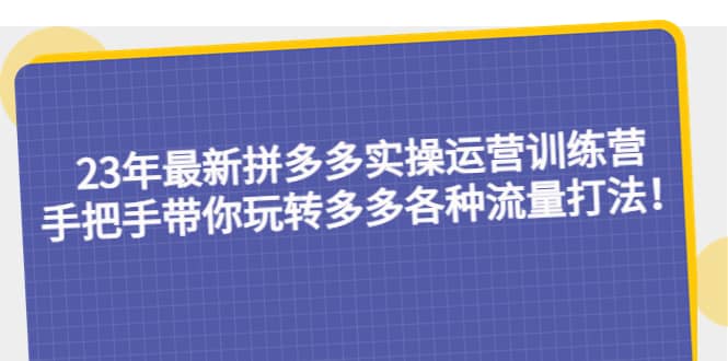 23年最新拼多多实操运营训练营：手把手带你玩转多多各种流量打法！-优创网