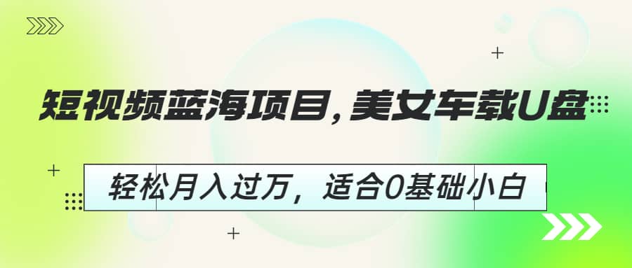 短视频蓝海项目，美女车载U盘，轻松月入过万，适合0基础小白-优创网