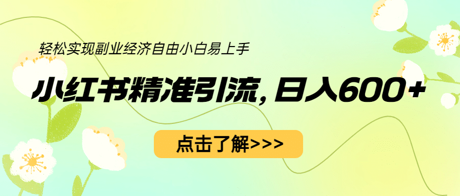 小红书精准引流，小白日入600+，轻松实现副业经济自由（教程+1153G资源）-优创网