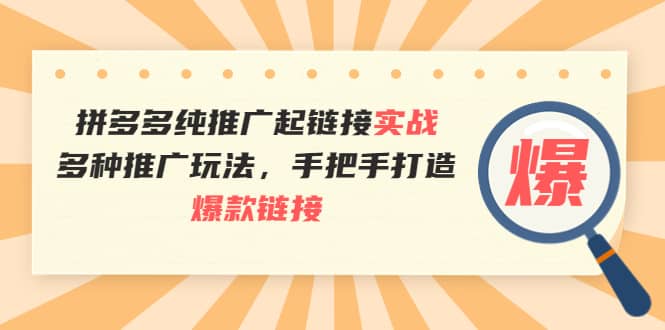 拼多多纯推广起链接实战：多种推广玩法，手把手打造爆款链接-优创网