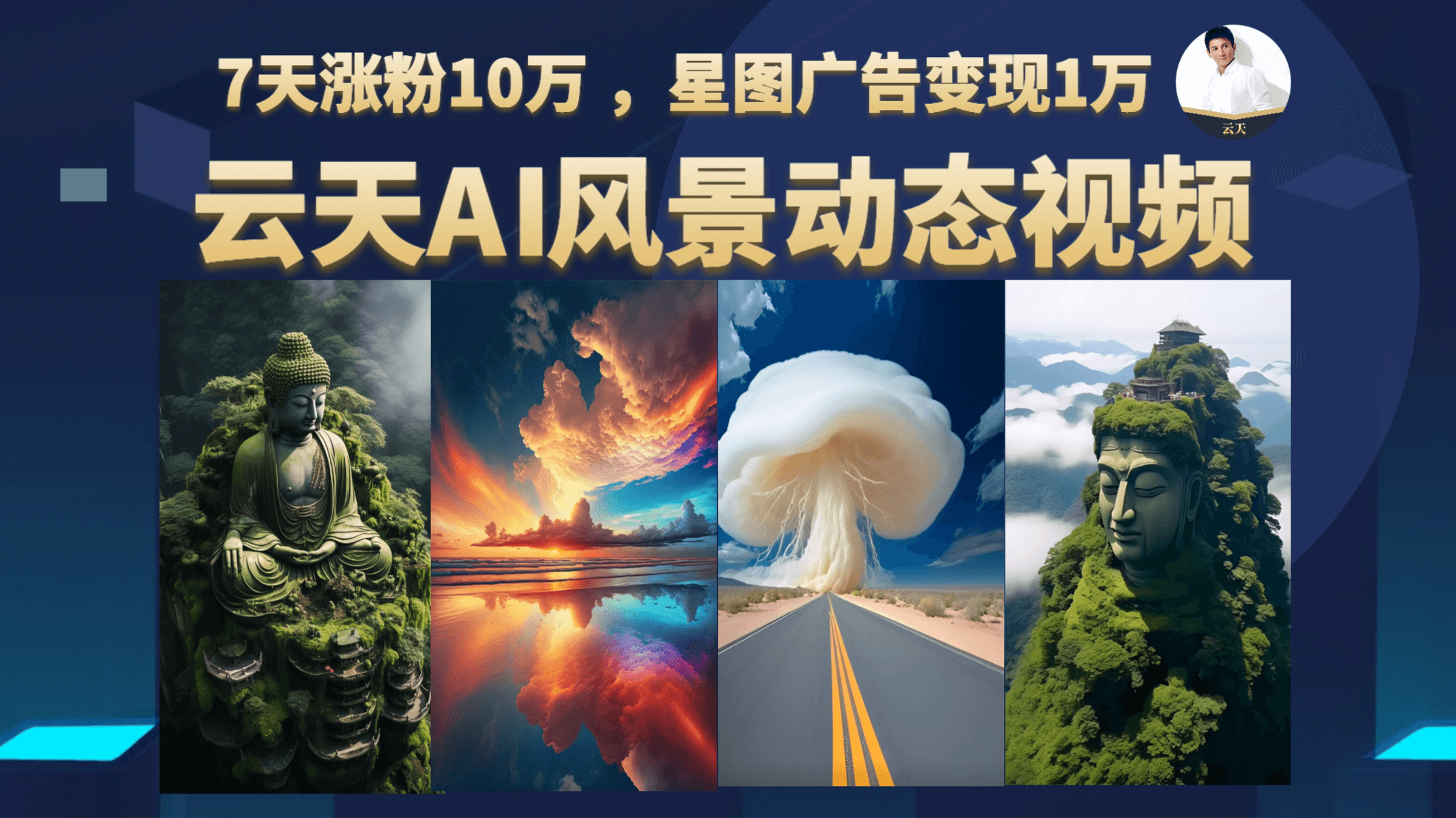 云天AI风景动图视频制作，7天涨粉10万 ，星图广告变现1万-优创网