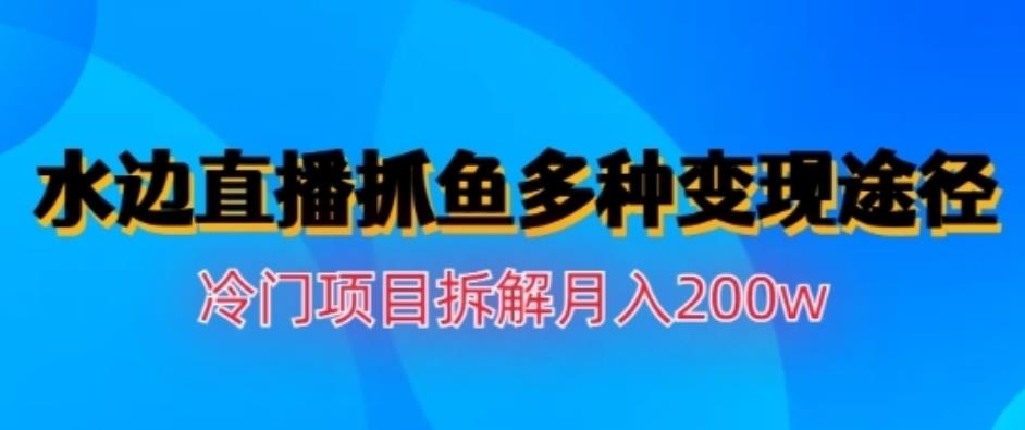 水边直播抓鱼，多种变现途径冷门项目，月入200w拆解【揭秘】-优创网