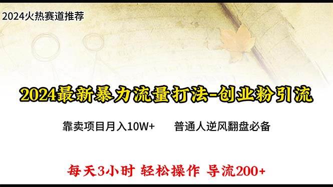 2024年最新暴力流量打法，每日导入300+，靠卖项目月入10W+-优创网