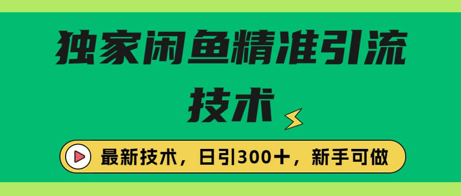 独家闲鱼引流技术，日引300＋实战玩法-优创网