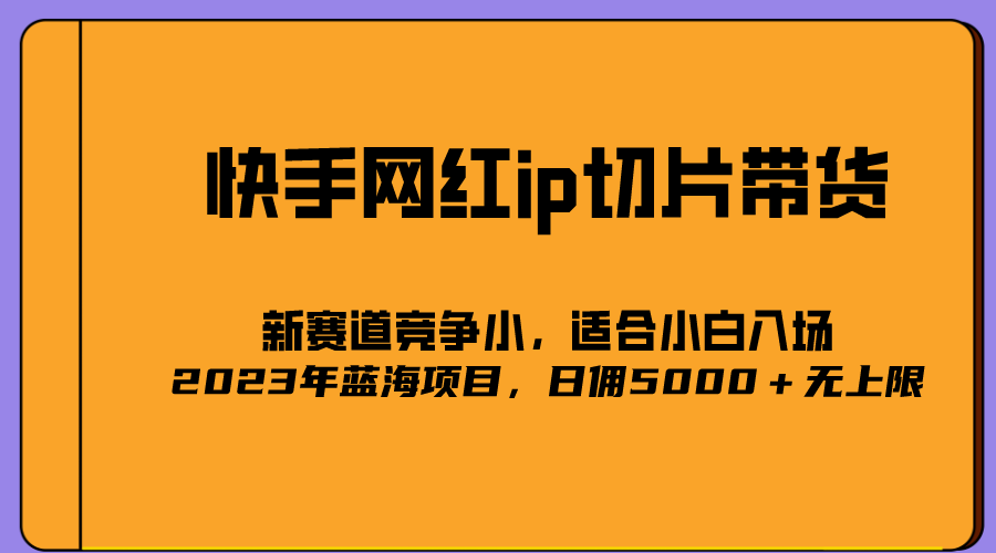 2023爆火的快手网红IP切片，号称日佣5000＋的蓝海项目，二驴的独家授权-优创网
