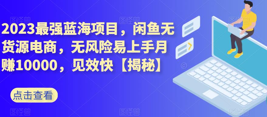 2023最强蓝海项目，闲鱼无货源电商，无风险易上手月赚10000，见效快【揭秘】-优创网
