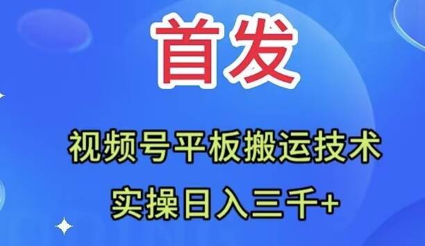 全网首发：视频号平板搬运技术，实操日入三千＋-优创网