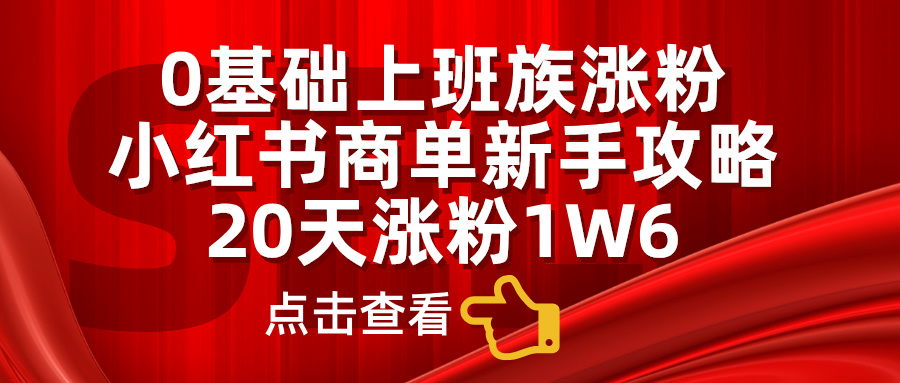0基础上班族涨粉，小红书商单新手攻略，20天涨粉1.6w-优创网