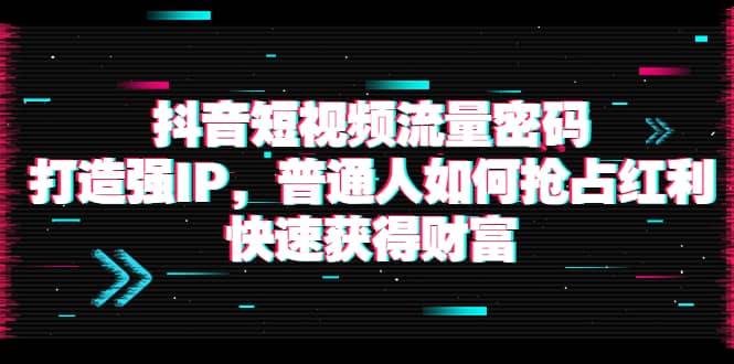 抖音短视频流量密码：打造强IP，普通人如何抢占红利，快速获得财富-优创网