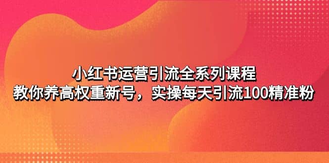小红书运营引流全系列课程：教你养高权重新号-优创网