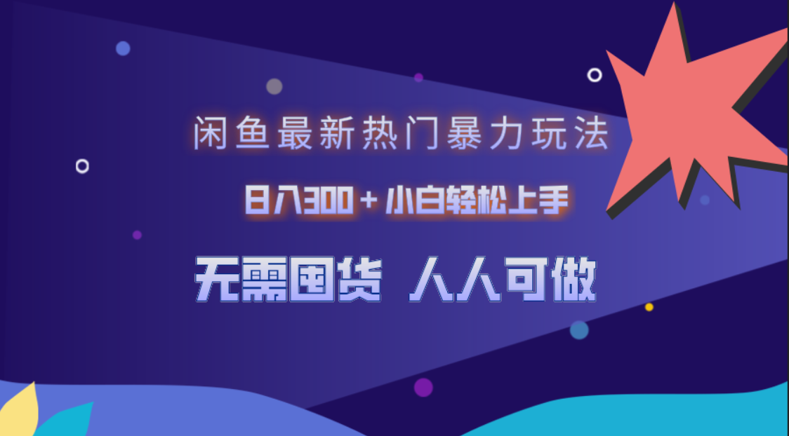 闲鱼最新热门暴力玩法，日入300＋小白轻松上手-优创网