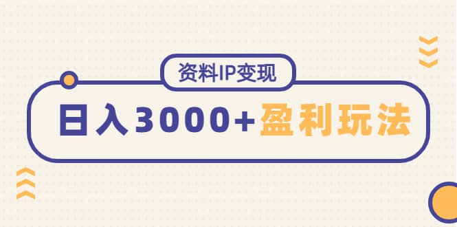 资料IP变现，持续性盈利玩法-优创网