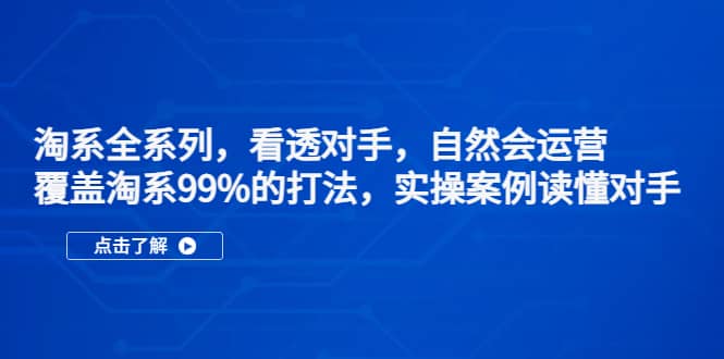 淘系全系列，看透对手，自然会运营，覆盖淘系99%·打法，实操案例读懂对手-优创网