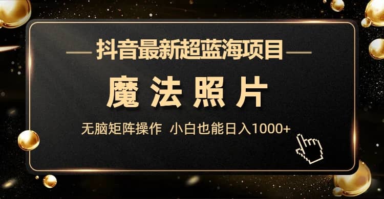 抖音最新超蓝海项目，魔法照片，无脑矩阵操作，小白也能日入1000+-优创网