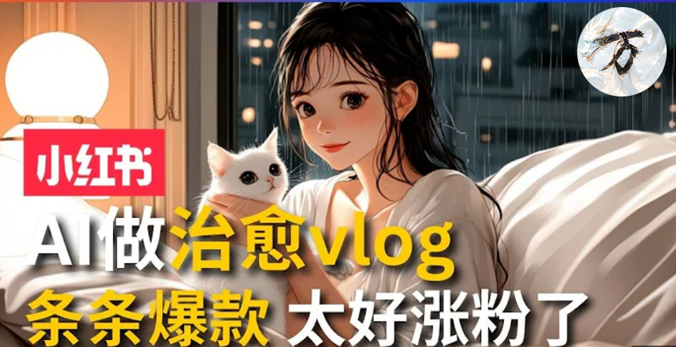 AI治愈系vlog动画视频，小红书7天 涨粉破千，商单报价1500+，0成本制作，日入2000+，有手就会 -优创网