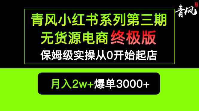 小红书无货源电商爆单终极版【视频教程+实战手册】保姆级实操从0起店爆单-优创网