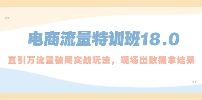 电商流量特训班18.0，直引万流量破局实操玩法，现场出数据拿结果-优创网