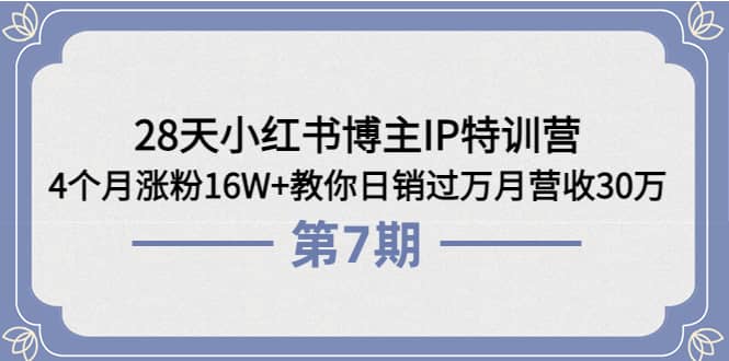 28天小红书博主IP特训营《第6+7期》4个月涨粉16W+教你日销过万月营收30万-优创网