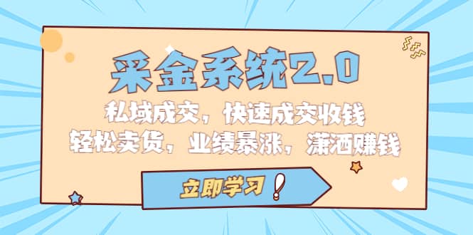 采金 系统2.0，私域成交，快速成交收钱，轻松卖货，业绩暴涨，潇洒赚钱-优创网