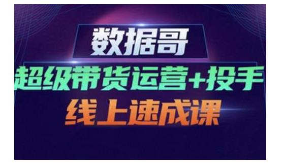 数据哥·超级带货运营+投手线上速成课，快速提升运营和熟悉学会投手技巧-优创网