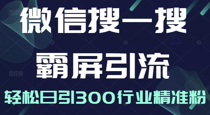 微信搜一搜霸屏引流课，打造被动精准引流系统，轻松日引300行业精准粉【无水印】-优创网