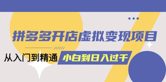 拼多多开店虚拟变现项目：入门到精通 从小白到日入1000（完整版）4月10更新-优创网