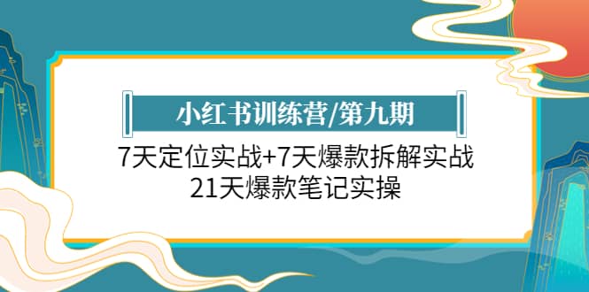 小红书训练营/第九期：7天定位实战+7天爆款拆解实战，21天爆款笔记实操-优创网
