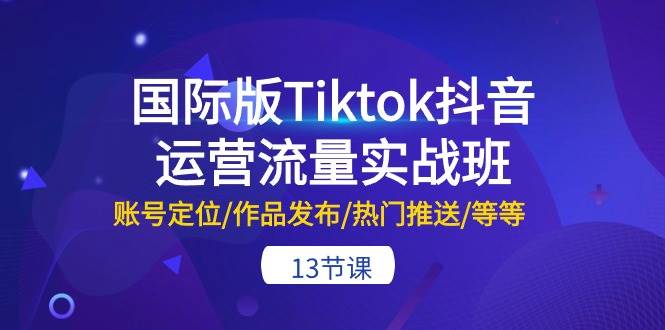 国际版Tiktok抖音运营流量实战班：账号定位/作品发布/热门推送/等等-13节-优创网