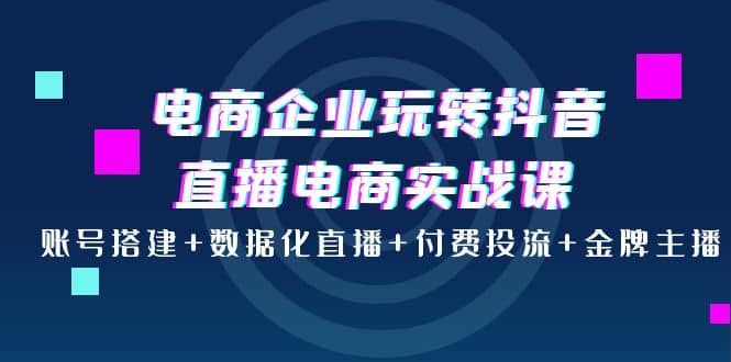 电商企业玩转抖音直播电商实战课：账号搭建+数据化直播+付费投流+金牌主播-优创网