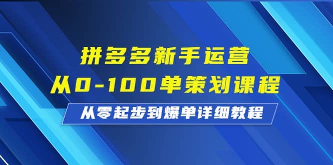 拼多多新手运营从0-100单策划课程，从零起步到爆单详细教程-优创网