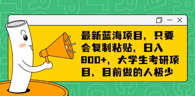 最新蓝海项目，只要会复制粘贴，日入800+，大学生考研项目，目前做的人极少-优创网