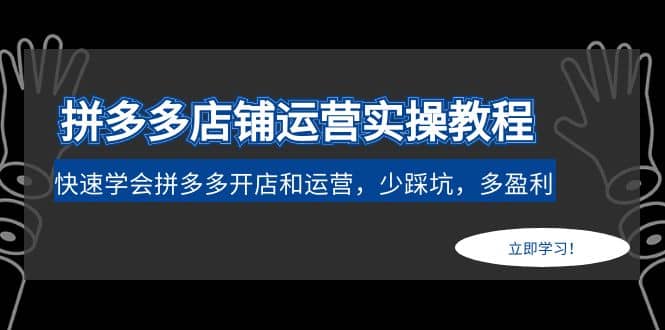 拼多多店铺运营实操教程：快速学会拼多多开店和运营，少踩坑，多盈利-优创网