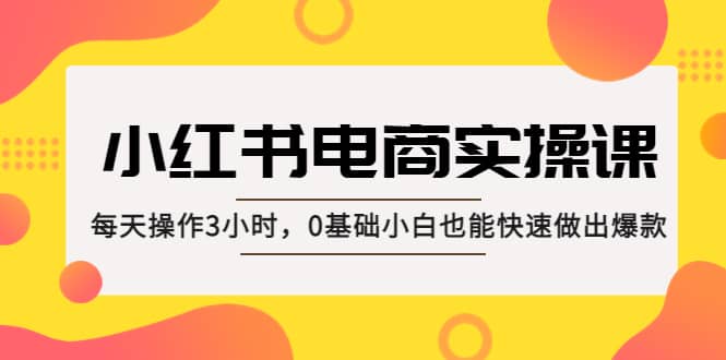 小红书·电商实操课：每天操作3小时，0基础小白也能快速做出爆款-优创网
