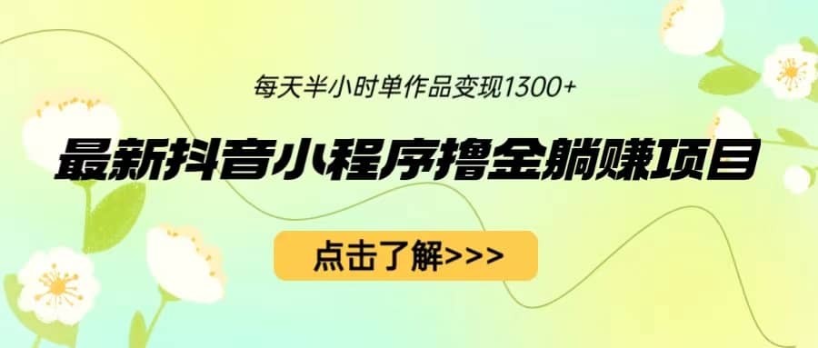 最新抖音小程序撸金躺赚项目，一部手机每天半小时，单个作品变现1300+-优创网