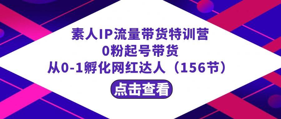 繁星·计划素人IP流量带货特训营：0粉起号带货 从0-1孵化网红达人（156节）-优创网