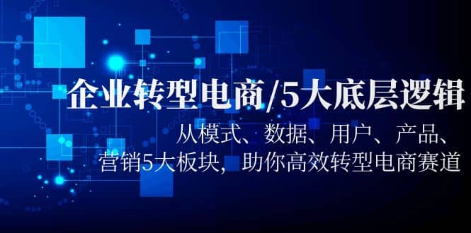 企业转型电商/5大底层逻辑，从模式 数据 用户 产品 营销5大板块，高效转型-优创网