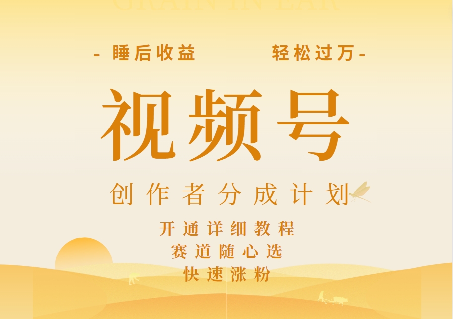 详解视频号创作者分成计划，暴力起号，可同步多平台，实现睡后收入2W+，看懂即可操作！-优创网