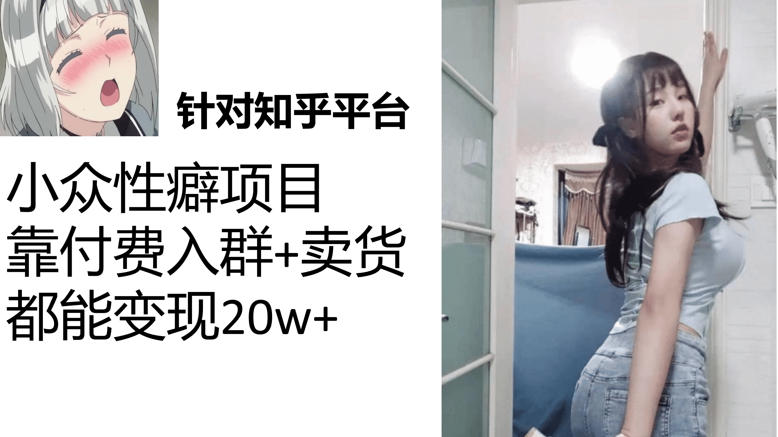 知乎小众性癖项目，Lsp的钱才是最好赚的，付费建群+卖货变现20w-优创网