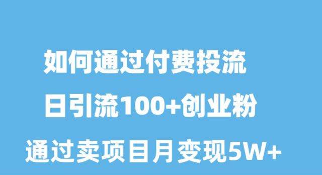 如何通过付费投流日引流100+创业粉月变现5W+-优创网