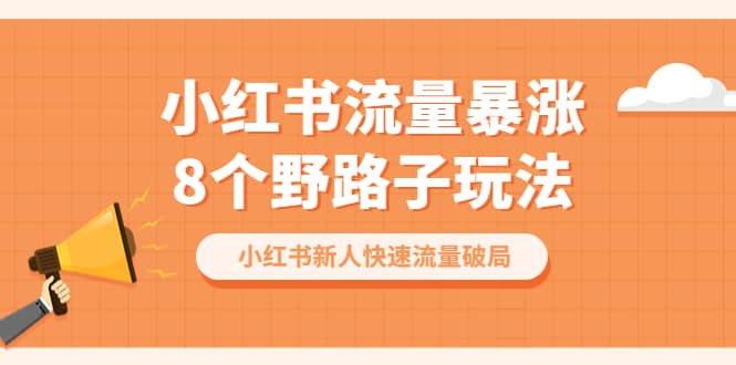 小红书流量-暴涨8个野路子玩法：小红书新人快速流量破局（8节课）-优创网