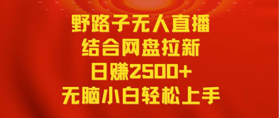 无人直播野路子结合网盘拉新，日赚2500+多平台变现，小白无脑轻松上手操作-优创网